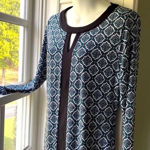 41 Hawthorn Brionna Green Black White Moroccan Print Dress - Size Medium NWT
